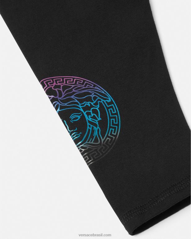 roupas P2TX1851 Versace legging infantil greca medusa preto e estampado crianças