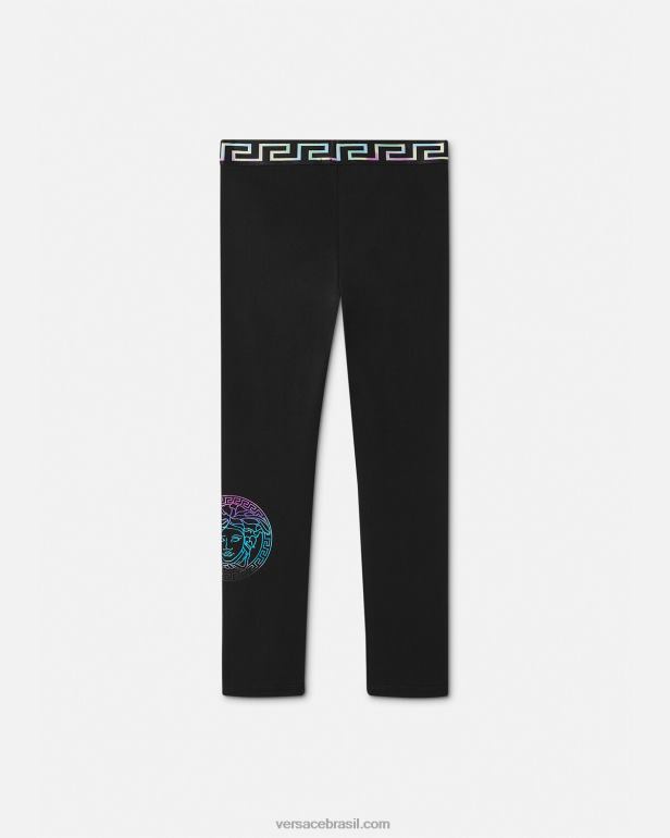 roupas P2TX1945 Versace legging medusa grega preto e estampado crianças