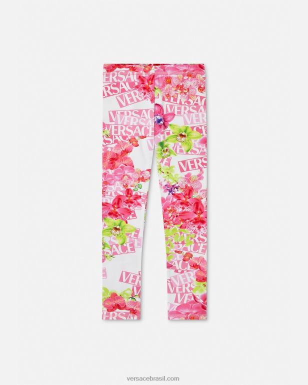 roupas P2TX1974 Versace legging orquídea com logo branco e estampado crianças