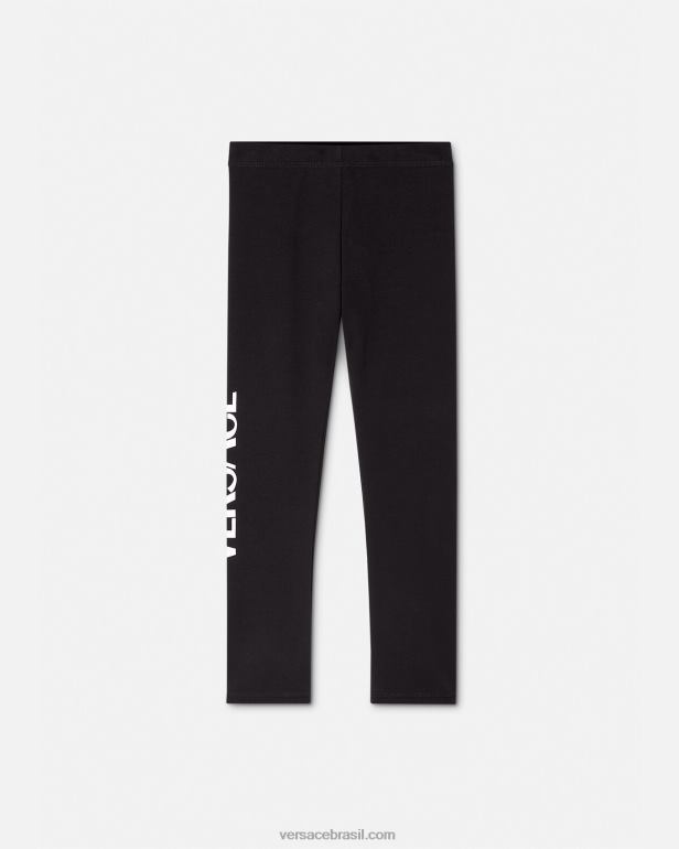 roupas P2TX2015 Versace leggings com logotipo preto crianças