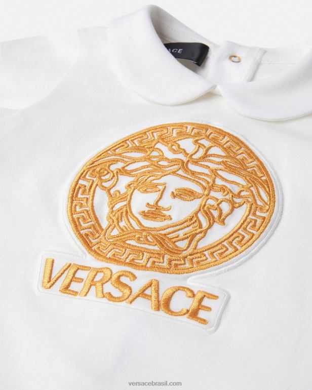 roupas P2TX1823 Versace pijama bebê medusa ouro Branco crianças