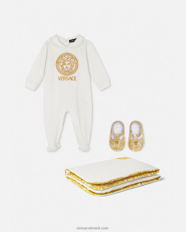 roupas P2TX1824 Versace pijama bebê medusa ouro Branco crianças
