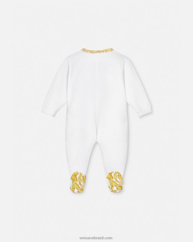 roupas P2TX1825 Versace pijama barocco para bebê ouro Branco crianças
