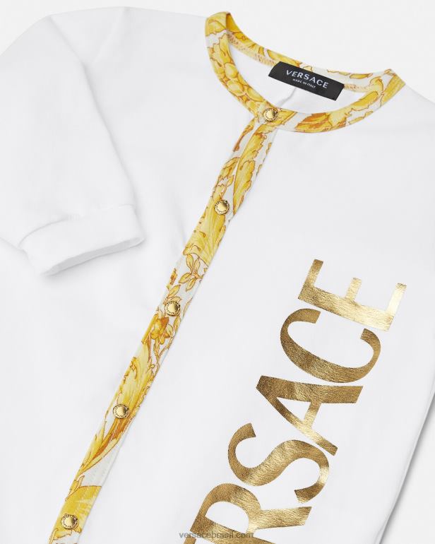 roupas P2TX1825 Versace pijama barocco para bebê ouro Branco crianças