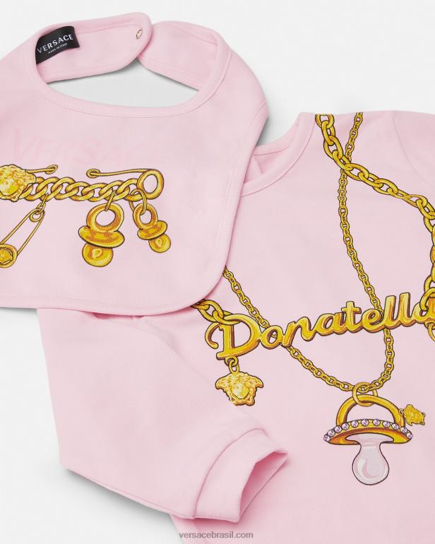 roupas P2TX1830 Versace Conjunto de pijama para bebê com corrente Donatella rosa crianças
