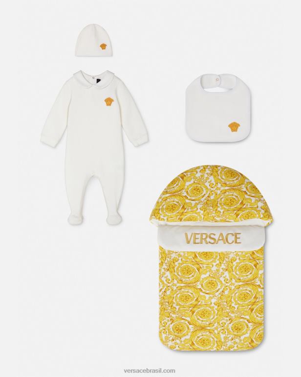 roupas P2TX1835 Versace conjunto de pijama bebê medusa ouro Branco crianças