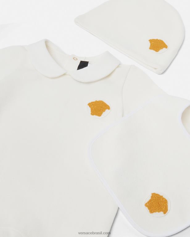 roupas P2TX1835 Versace conjunto de pijama bebê medusa ouro Branco crianças