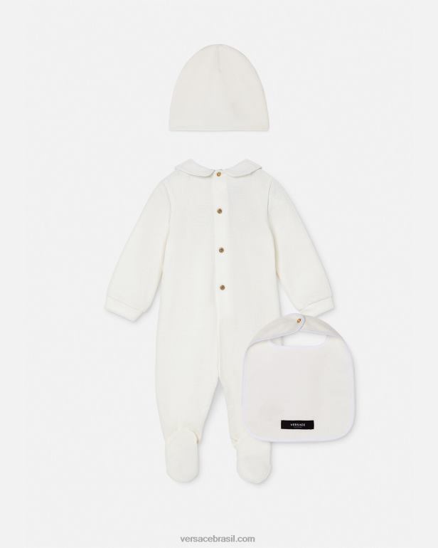 roupas P2TX1835 Versace conjunto de pijama bebê medusa ouro Branco crianças