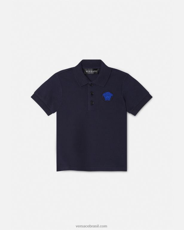 roupas P2TX1891 Versace camisa polo bebê bordada medusa Preto Azul crianças