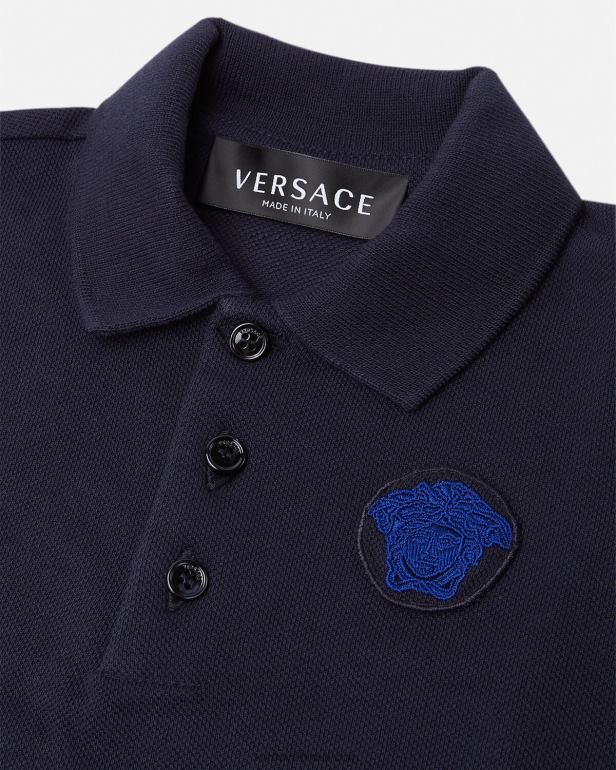 roupas P2TX1891 Versace camisa polo bebê bordada medusa Preto Azul crianças