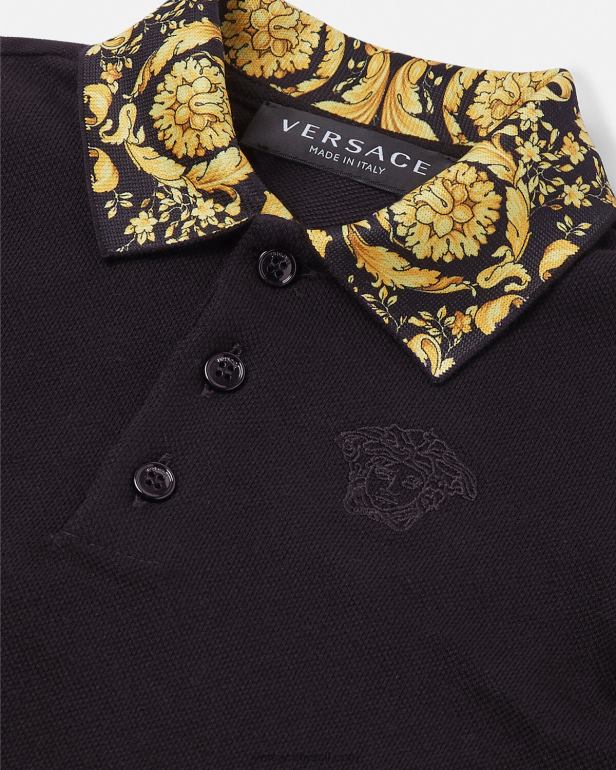 roupas P2TX1902 Versace camisa polo barocco bebê preto crianças