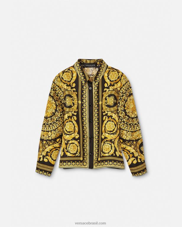 roupas P2TX1954 Versace camisa de seda barroco imprimir crianças