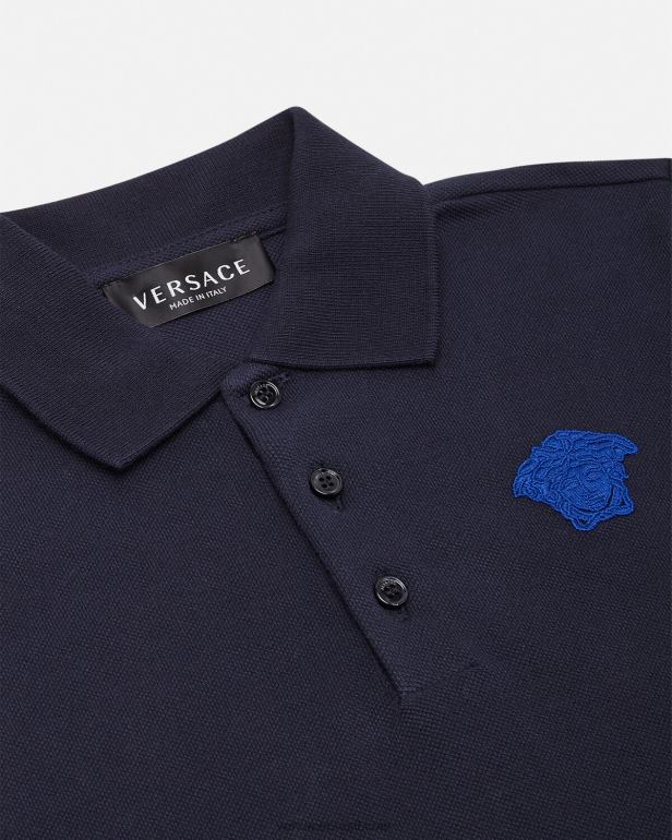 roupas P2TX2102 Versace camisa polo medusa bordada Preto Azul crianças