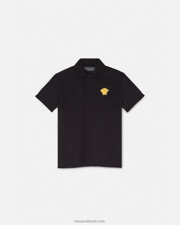 roupas P2TX2104 Versace camisa polo medusa bordada preto crianças