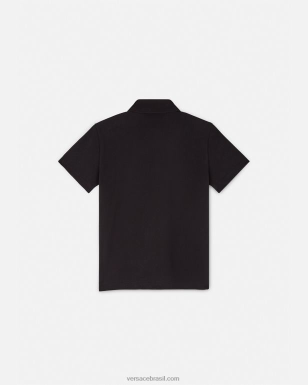 roupas P2TX2104 Versace camisa polo medusa bordada preto crianças