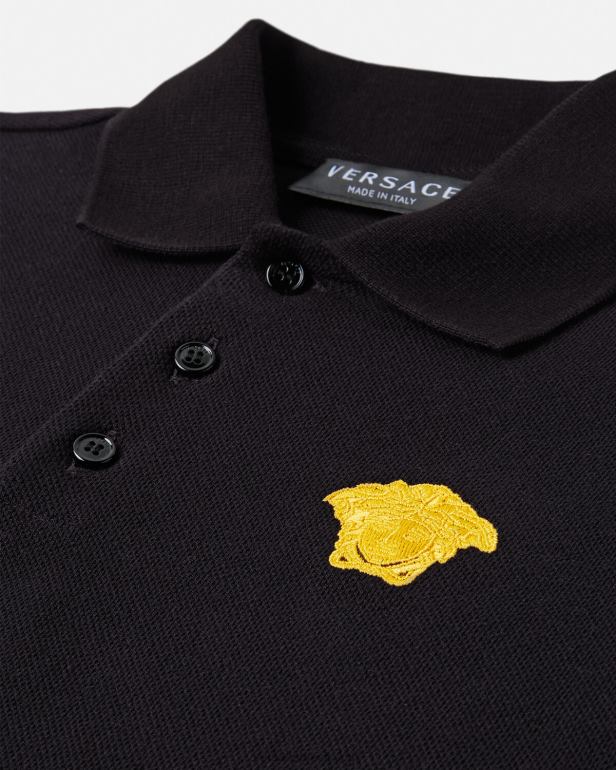 roupas P2TX2104 Versace camisa polo medusa bordada preto crianças