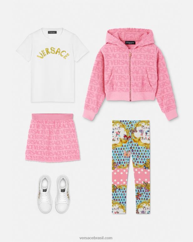 roupas P2TX1947 Versace saia de toalha inteira rosa crianças