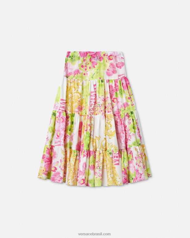 roupas P2TX1971 Versace saia longa orquídea com logo branco e estampado crianças