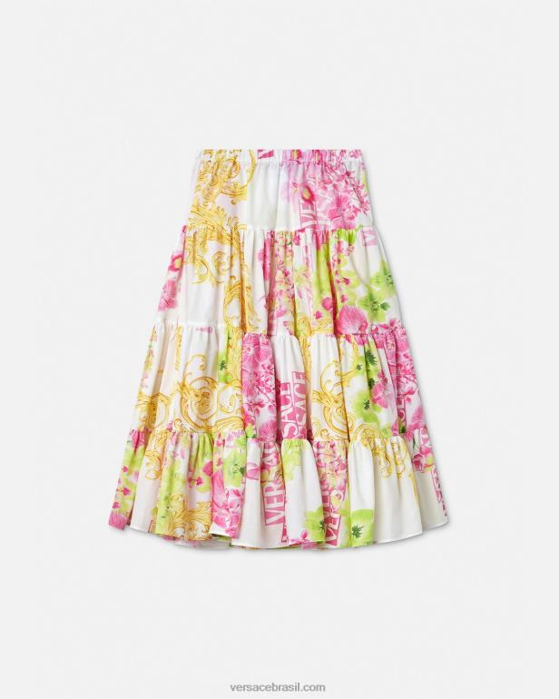 roupas P2TX1971 Versace saia longa orquídea com logo branco e estampado crianças