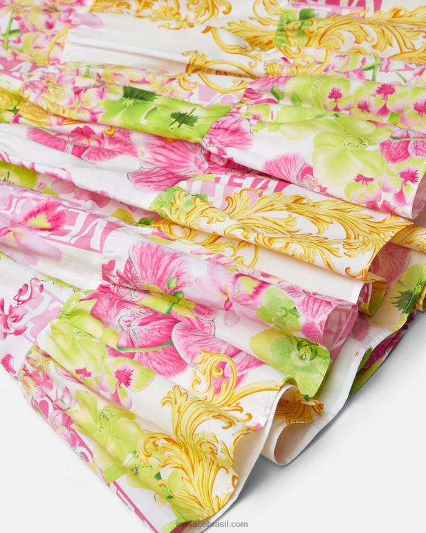 roupas P2TX1971 Versace saia longa orquídea com logo branco e estampado crianças