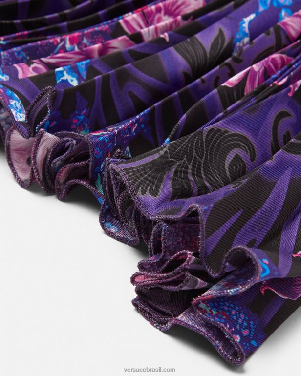 roupas P2TX2006 Versace saia plissada orquídea barocco violeta e estampa crianças