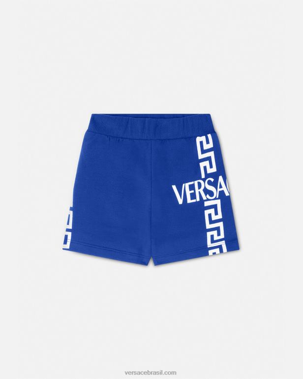 roupas P2TX1889 Versace shorts bebê com logo Greca azul crianças
