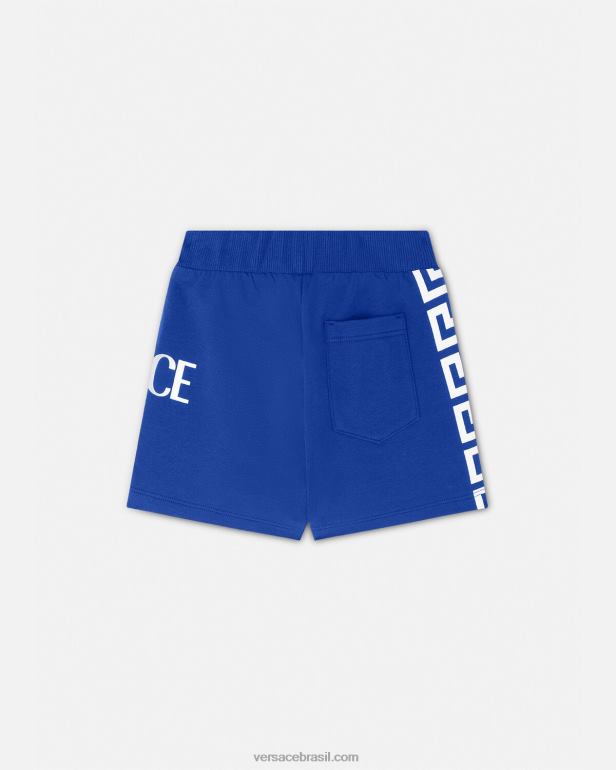 roupas P2TX1889 Versace shorts bebê com logo Greca azul crianças