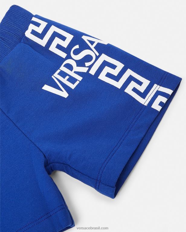 roupas P2TX1889 Versace shorts bebê com logo Greca azul crianças