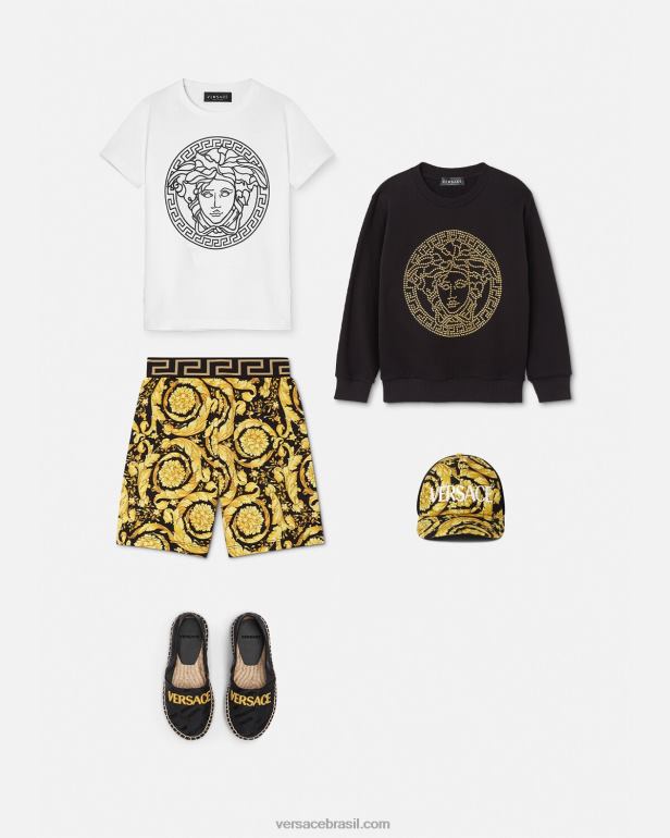 roupas P2TX1956 Versace shorts barroco imprimir crianças