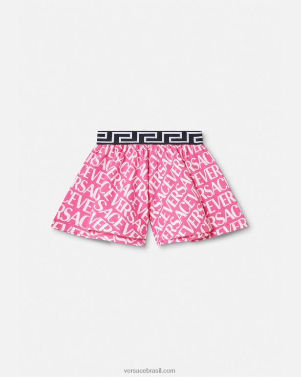 roupas P2TX1975 Versace shorts de moletom rosa e estampado crianças