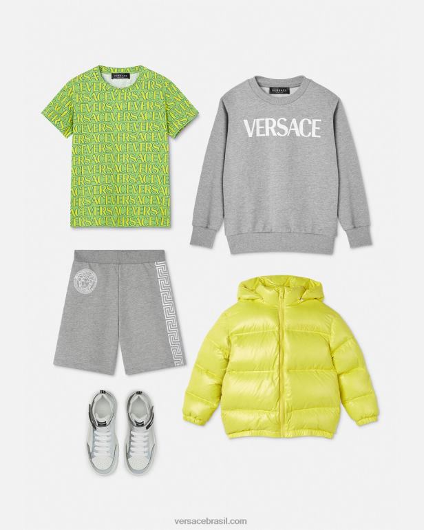 roupas P2TX2081 Versace shorts greca cinza crianças