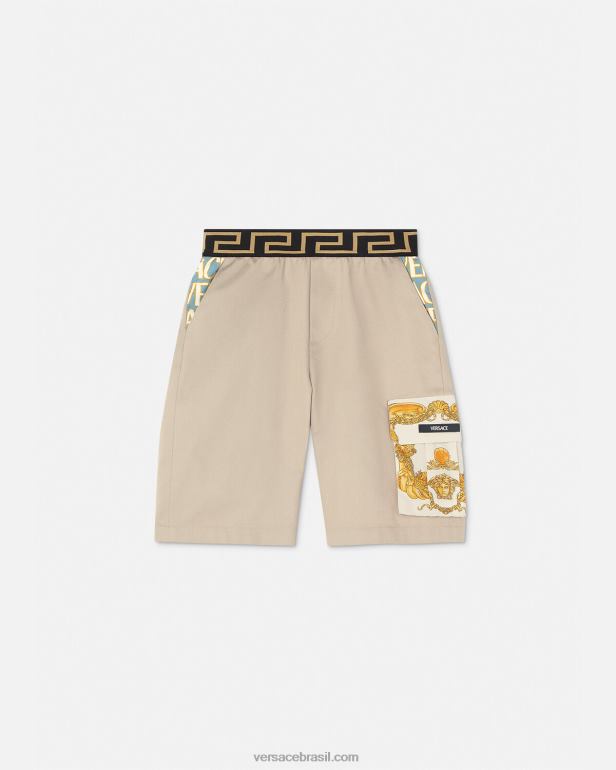 roupas P2TX2086 Versace short barroco greca seashell bege crianças