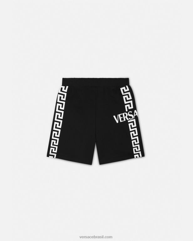 roupas P2TX2098 Versace shorts de moletom com logotipo preto crianças