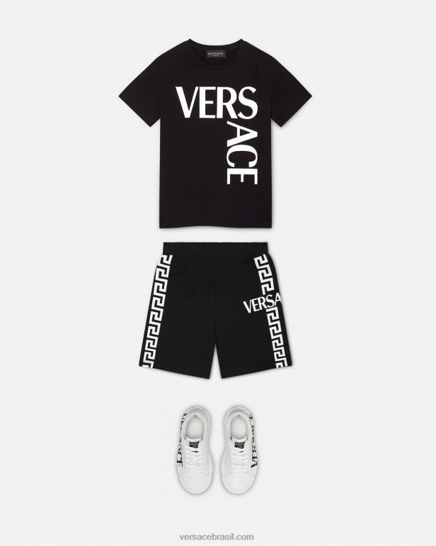 roupas P2TX2098 Versace shorts de moletom com logotipo preto crianças