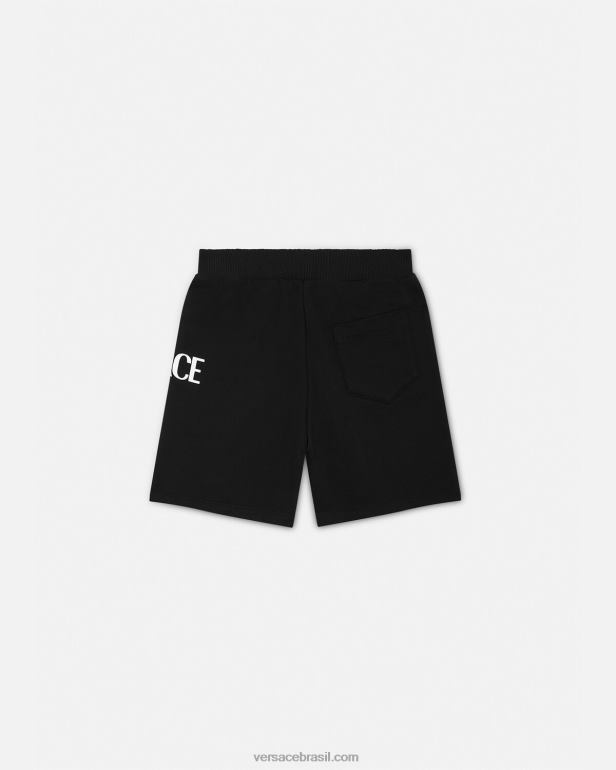 roupas P2TX2098 Versace shorts de moletom com logotipo preto crianças