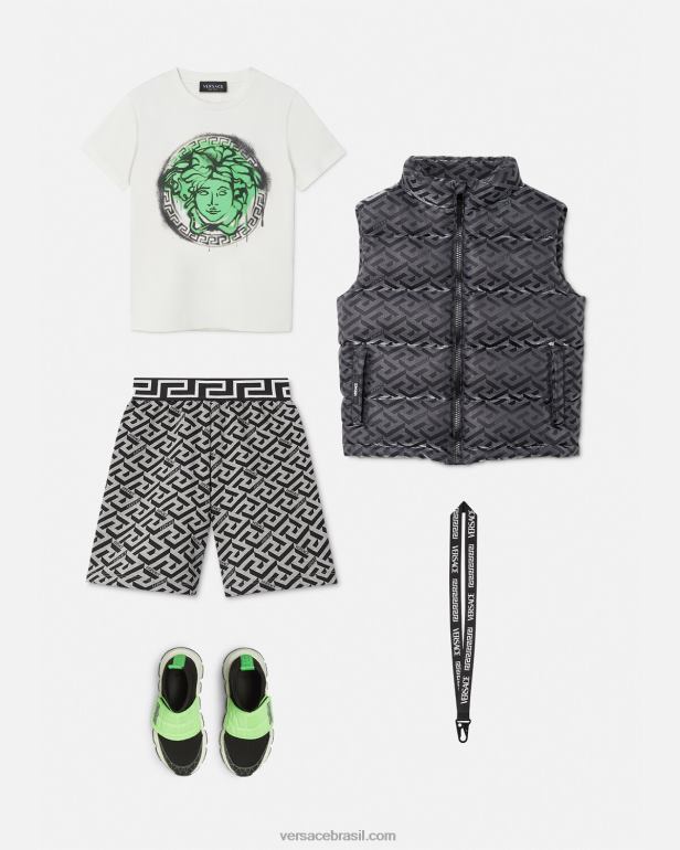 roupas P2TX2116 Versace calça la greca cinza e estampado crianças