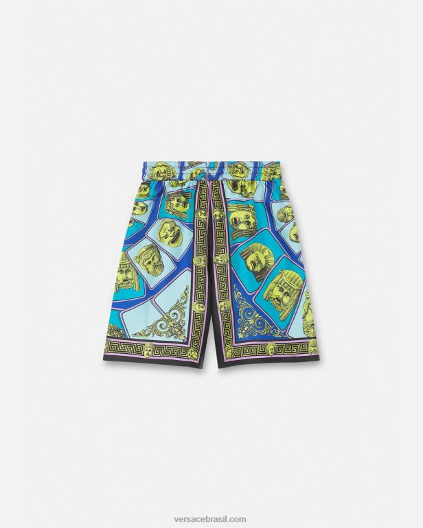 roupas P2TX2122 Versace le maschere shorts de seda imprimir crianças