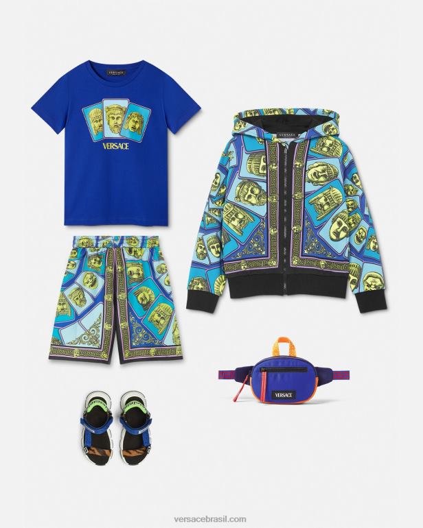 roupas P2TX2122 Versace le maschere shorts de seda imprimir crianças
