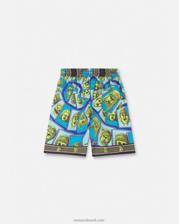 roupas P2TX2122 Versace le maschere shorts de seda imprimir crianças
