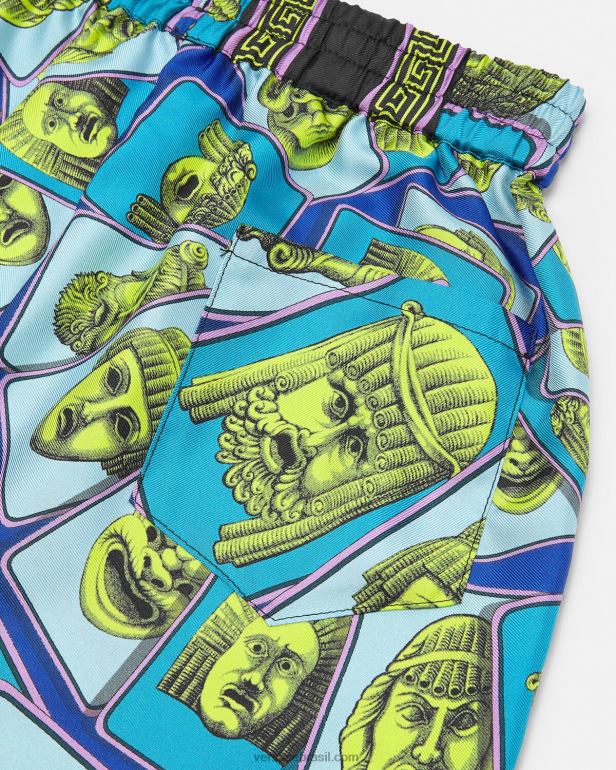 roupas P2TX2122 Versace le maschere shorts de seda imprimir crianças