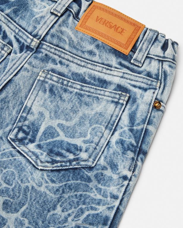 roupas P2TX2128 Versace short jeans medusa azul crianças