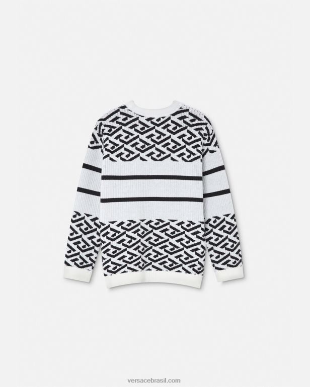 roupas P2TX1992 Versace suéter medusa la greca Preto branco crianças