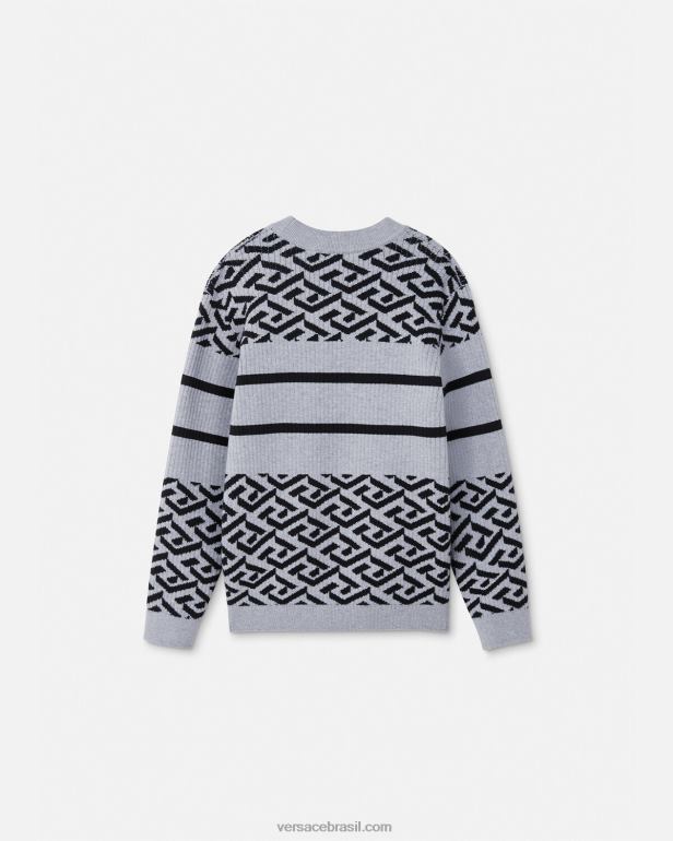 roupas P2TX1994 Versace suéter medusa la greca cinza crianças