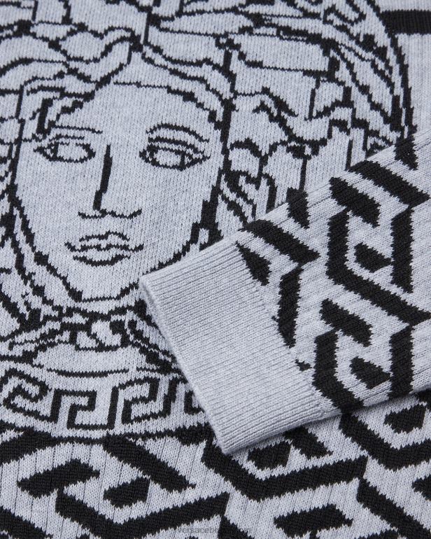 roupas P2TX1994 Versace suéter medusa la greca cinza crianças