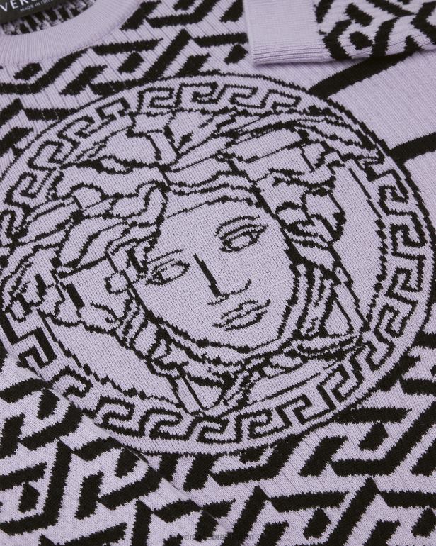 roupas P2TX1995 Versace suéter medusa la greca lilás crianças