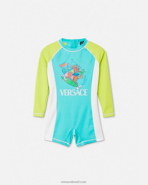 roupas P2TX1926 Versace roupa de mergulho para bebê com proteção solar multicolorido crianças