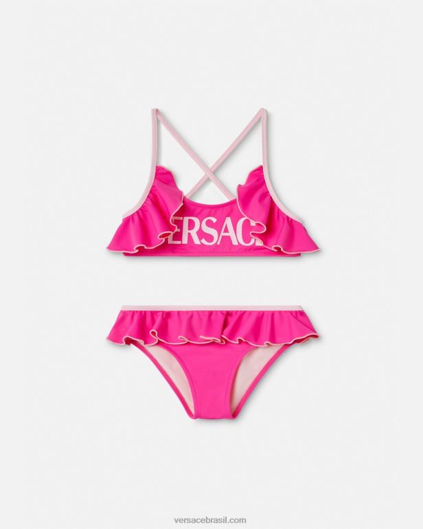 roupas P2TX2017 Versace conjunto de biquíni com logotipo fúcsia crianças