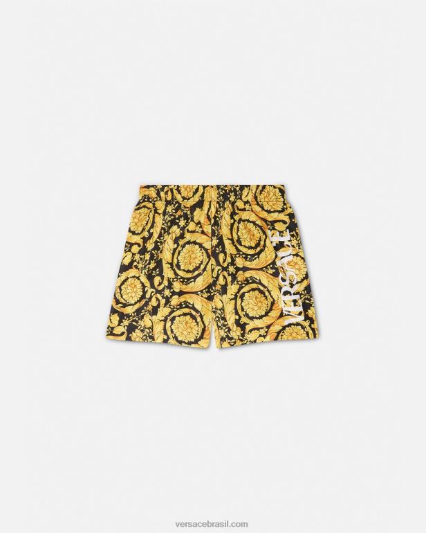 roupas P2TX2096 Versace shorts de banho barocco com logo imprimir crianças