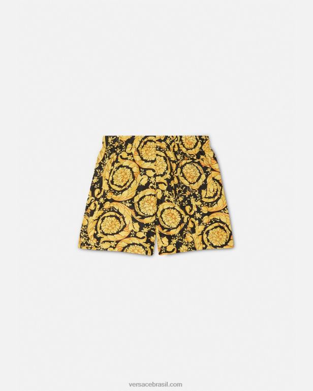 roupas P2TX2096 Versace shorts de banho barocco com logo imprimir crianças