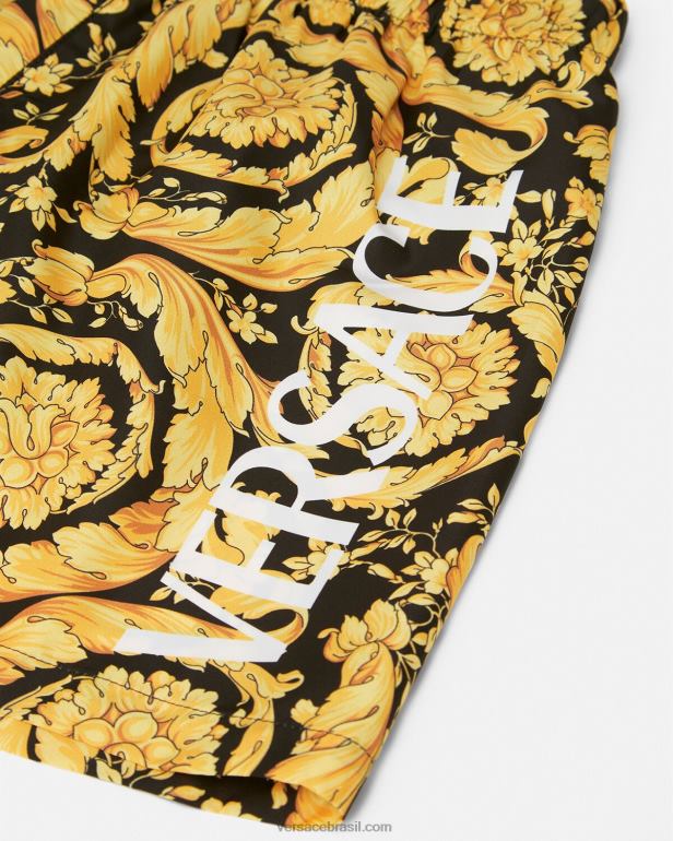 roupas P2TX2096 Versace shorts de banho barocco com logo imprimir crianças